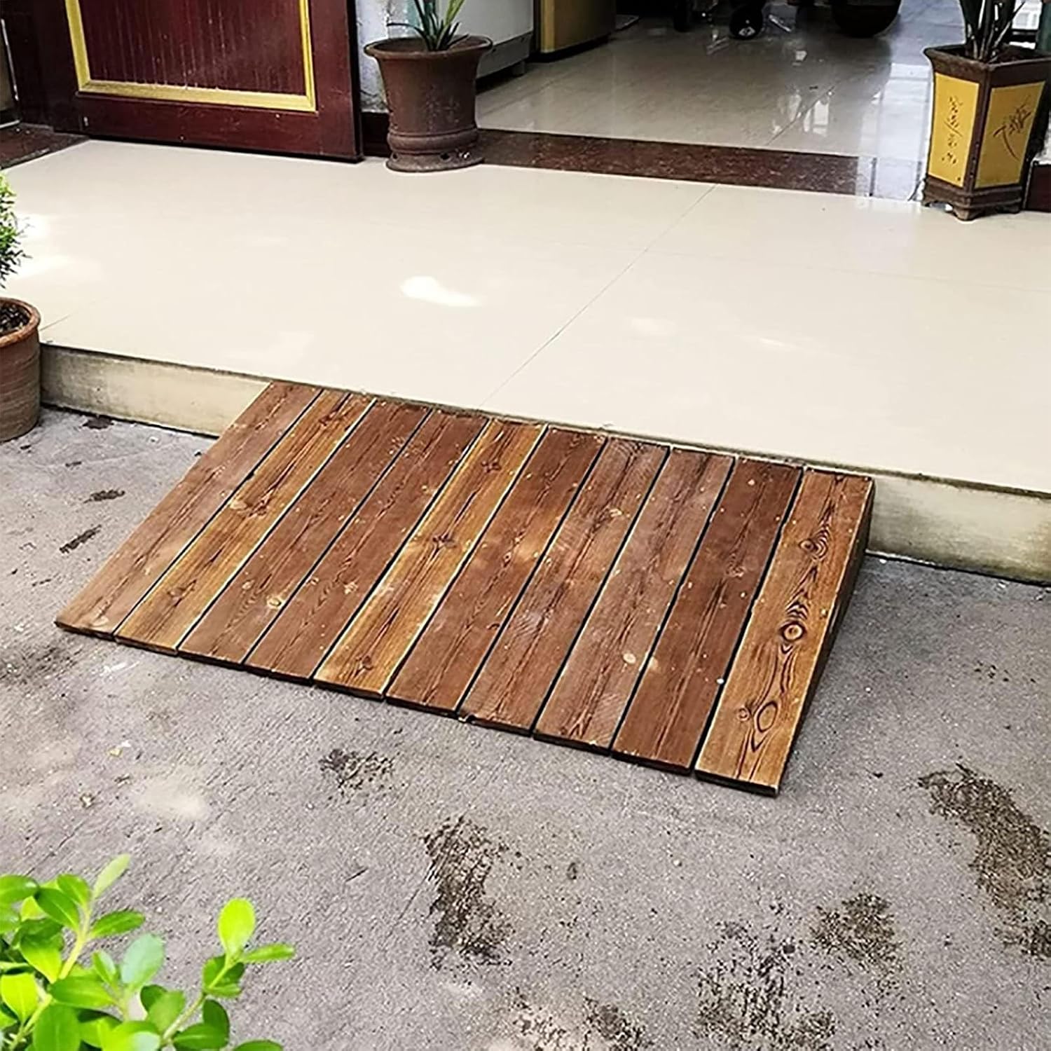 Ramps, Wooden Threshold Ramp for Doorways Wheelchair Walkers Car Motorcycle Entry Transition Ramp for Home/Front(Size: 60x50x10cm)