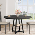 Garvee 47.2 in Round Dining Table for 4-6 People, Industrial Round Kitchen Table with Sturdy Metal Pedestal Base & Storage Shelf, Circle 4 Dinner Table for Dinner, Kitchen, Dining Room