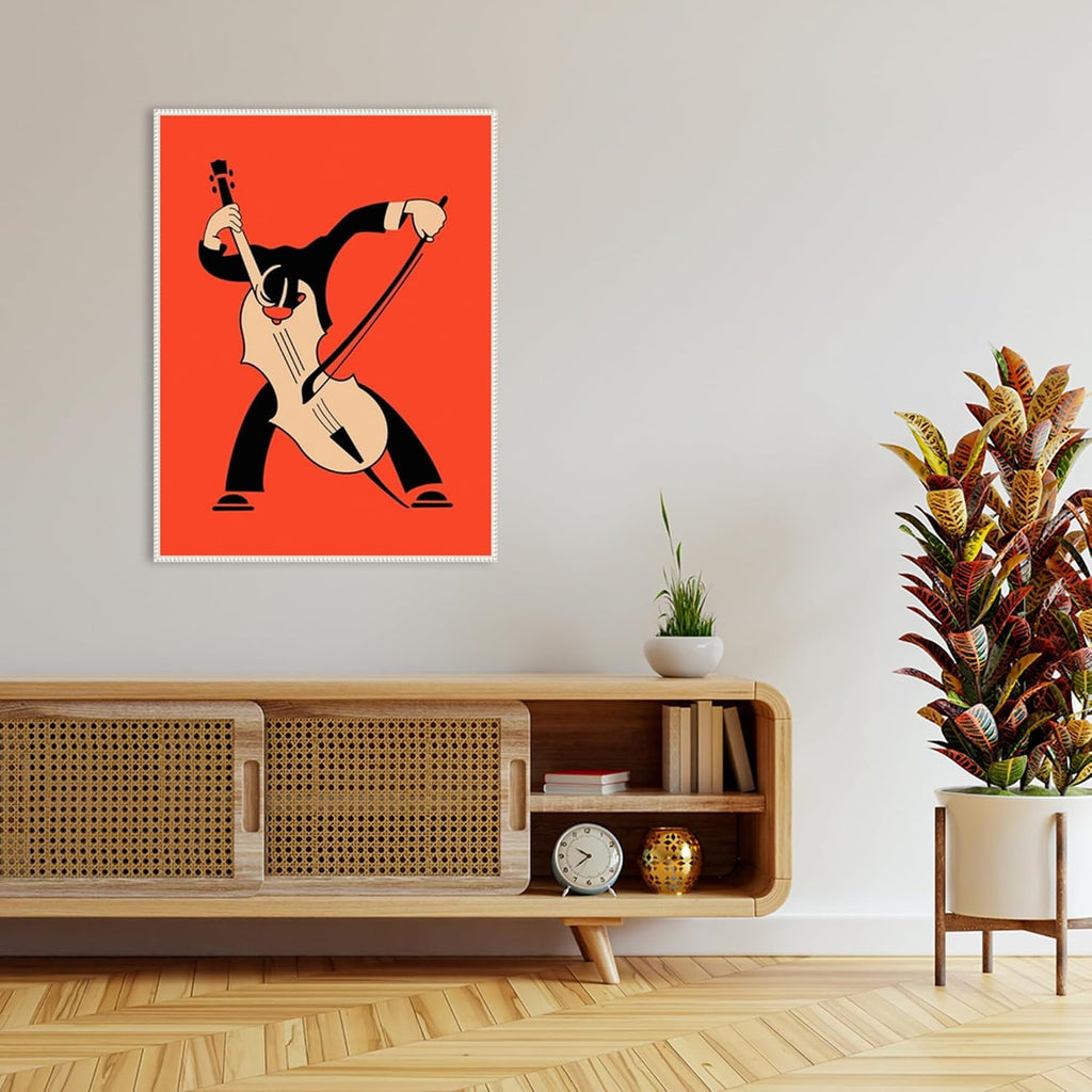 Amanti Art Framed Canvas Wall Art 42x32 The Cello by Mark Rogan, Framed Wall Art Canvas, Music Artwork, Traditional Decor, Oversize Poster Painting for Living Room, Bedroom, Bathroom, Kitchen, Office