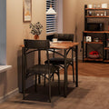 3-Piece Dining Table Set for 2, Kitchen Table Set with 2 Upholstered Chairs, Square Dining Table Set for Apartment, Studio, Small Space, Brown