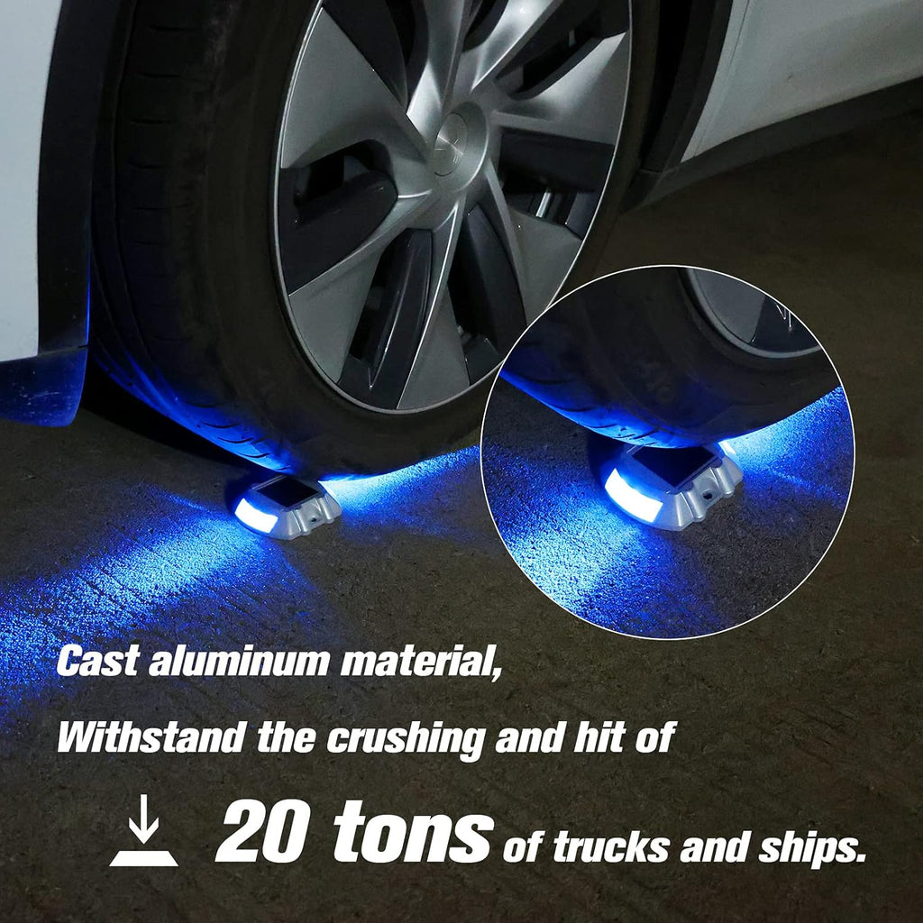 VOLISUN Solar Deck Lights Driveway Dock Lights, 12-Pack Led IP68 Waterproof Outdoor Warning Step Lights for Driveway Sidewalk Garden Pathway Yard (Blue, Auto On/Off