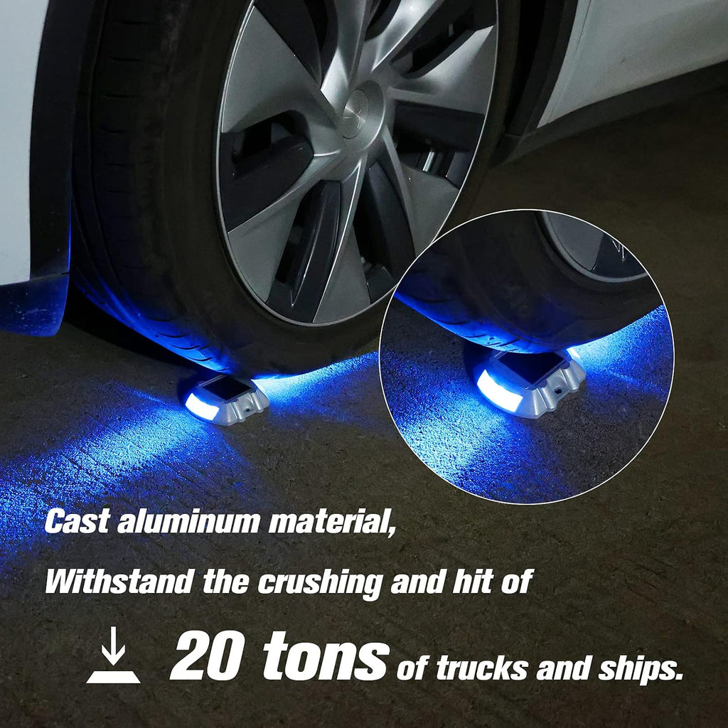 VOLISUN Solar Deck/Dock Lights, 16-Pack Led IP68 Waterproof Outdoor Warning Step Lights for Driveway Sidewalk Garden Pathway Yard (Blue, Auto On/Off