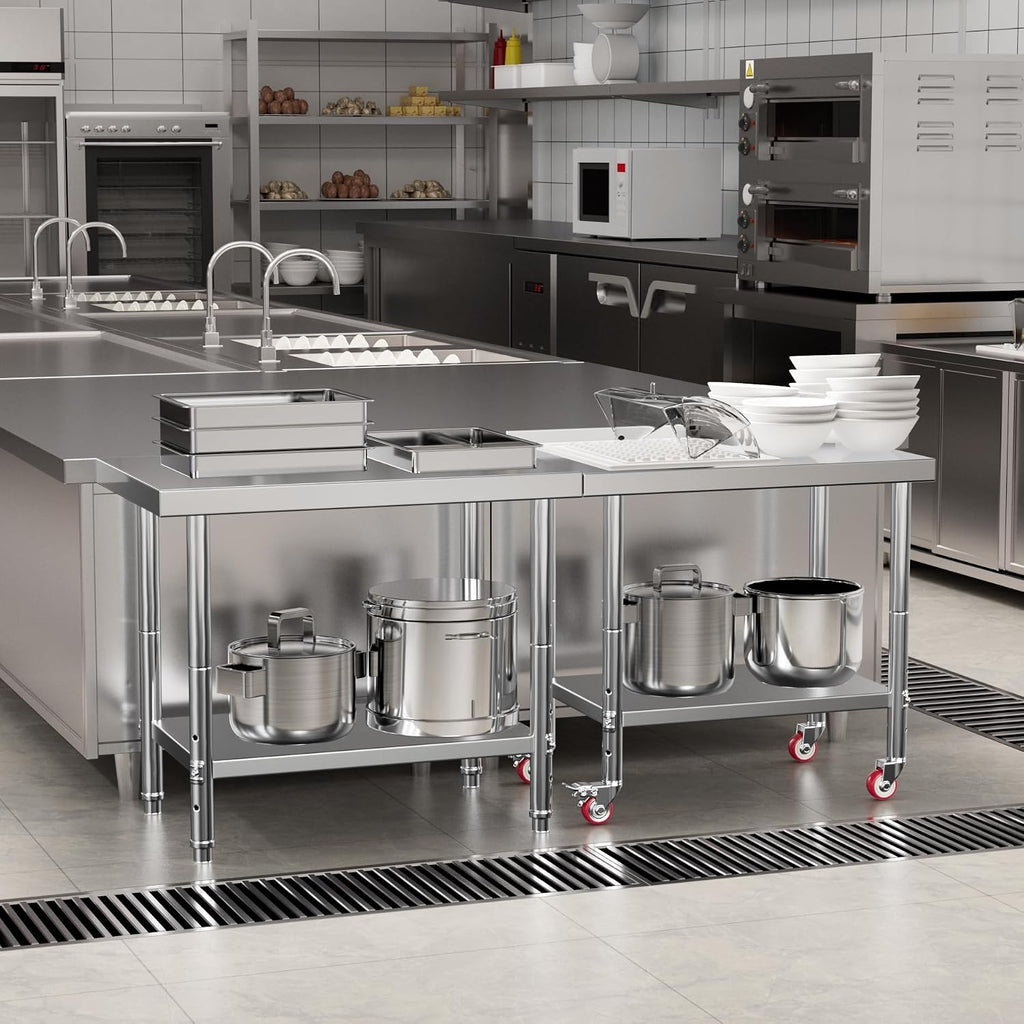 KUARBARR Stainless Steel Table for Prep & Work with Undershelf 24 x 36 Inches NSF Metal Commercial Kitchen Prep Table with Adjustable Under Shelf Worktable for Restaurant Home Outdoor