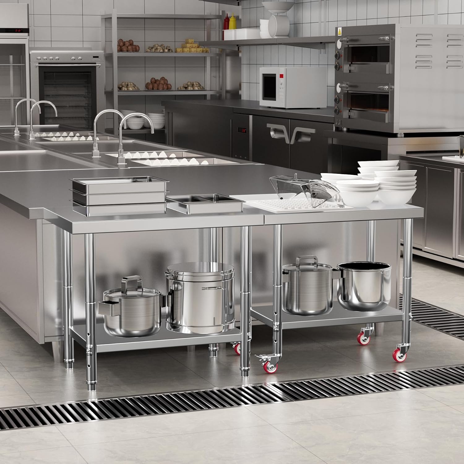 KUARBARR Stainless Steel Table for Prep & Work with Undershelf 24 x 36 Inches NSF Metal Commercial Kitchen Prep Table with Adjustable Under Shelf Worktable for Restaurant Home Outdoor