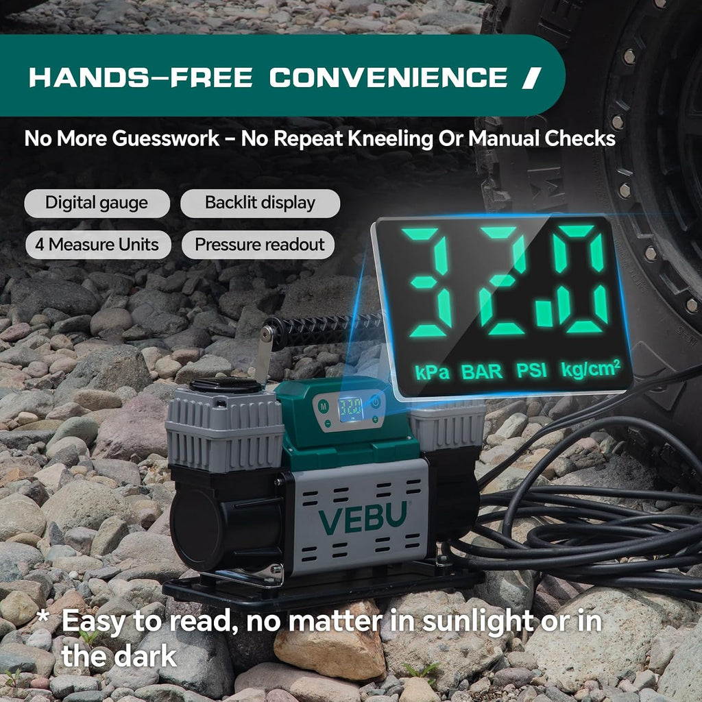 ‌Off-road Air Compressor 12V Tire Inflator, 150PSI with Auto Shut Off, Digital Display & Preset, 10.6CFM Fast Inflation for Off-road Vehicles, Trucks, SUVs, RVs, ATVs