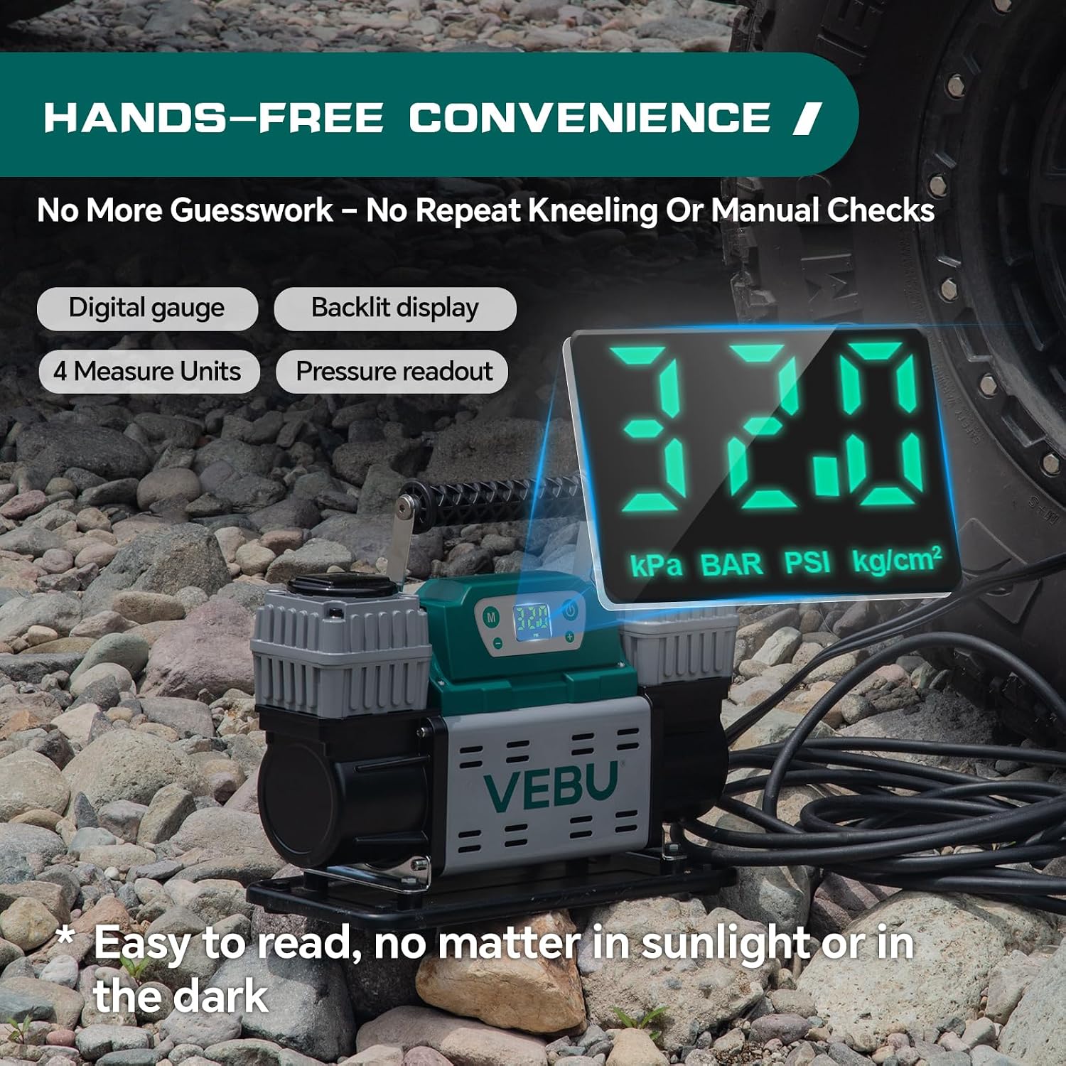 ‌Off-road Air Compressor 12V Tire Inflator, 150PSI with Auto Shut Off, Digital Display & Preset, 10.6CFM Fast Inflation for Off-road Vehicles, Trucks, SUVs, RVs, ATVs