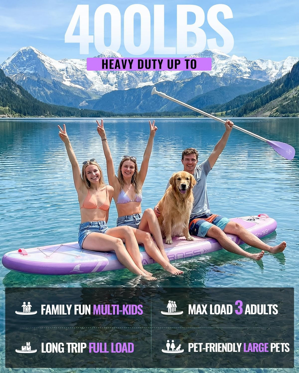10'6''x33''Inflatable Stand Up Paddle Board, 400lbs Extra Wide Stand Up Paddleboard with Kayak Seat, Anti-Slip EVA Deck Premium SUP Accessories Kit, Non-Slip Stable Deck Boat