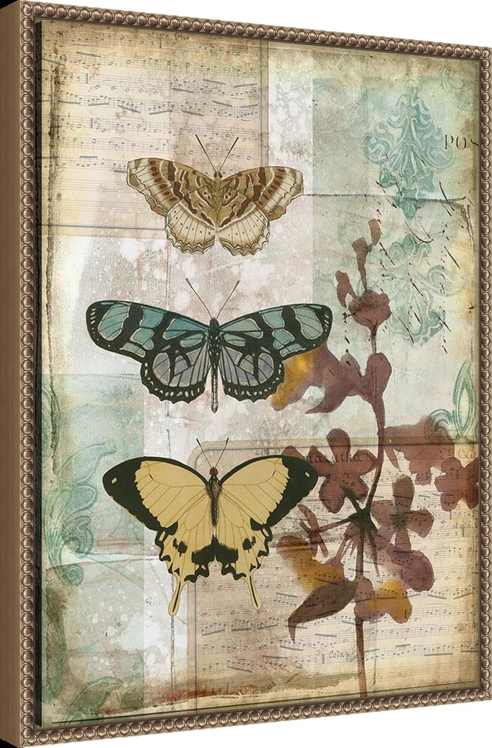 Amanti Art Framed Canvas Wall Art 24x18 Music Box Butterflies I by Jennifer Goldberger, Framed Wall Art Canvas, Animals Artwork, Traditional Decor, Medium Poster Painting for Living Room, Bedroom,
