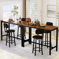 AWQM 47.2'' Pub Height Table Set for 4,Kitchen Dining Set with 2 Bar Table Table and 4 PU Leather Stools with Backrest,for Breakfast Nook,Living Room,Small Space,Bar,Rustic Brown & Brown, APHT-2