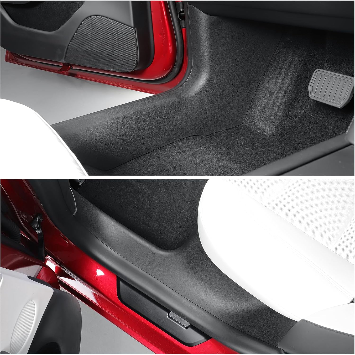 LUCKEASY 7PCS for Tesla Model 3 Highland 2026 2025 2024 Front Rear Door Threshold Strip Center Console Lower 2nd Row Seat Lower Protector Anti-dust Pads TPE for Tesla Model 3 Accessories Black