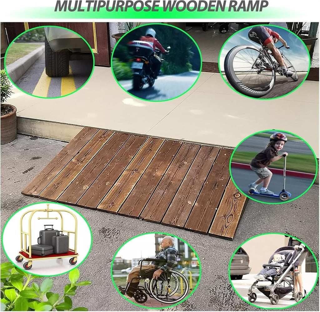 Threshold Ramp, Doorway Wooden Threshold Ramp - 3/4/5/6/7/inch Rise, Non-Slip Slope Pad for Wheelchairs/Cars/Bikes, Portable Driveway Curb Ramp, Load 300kg/660lbs(38.8x35x15cm/15.3x13.8x5.9in)