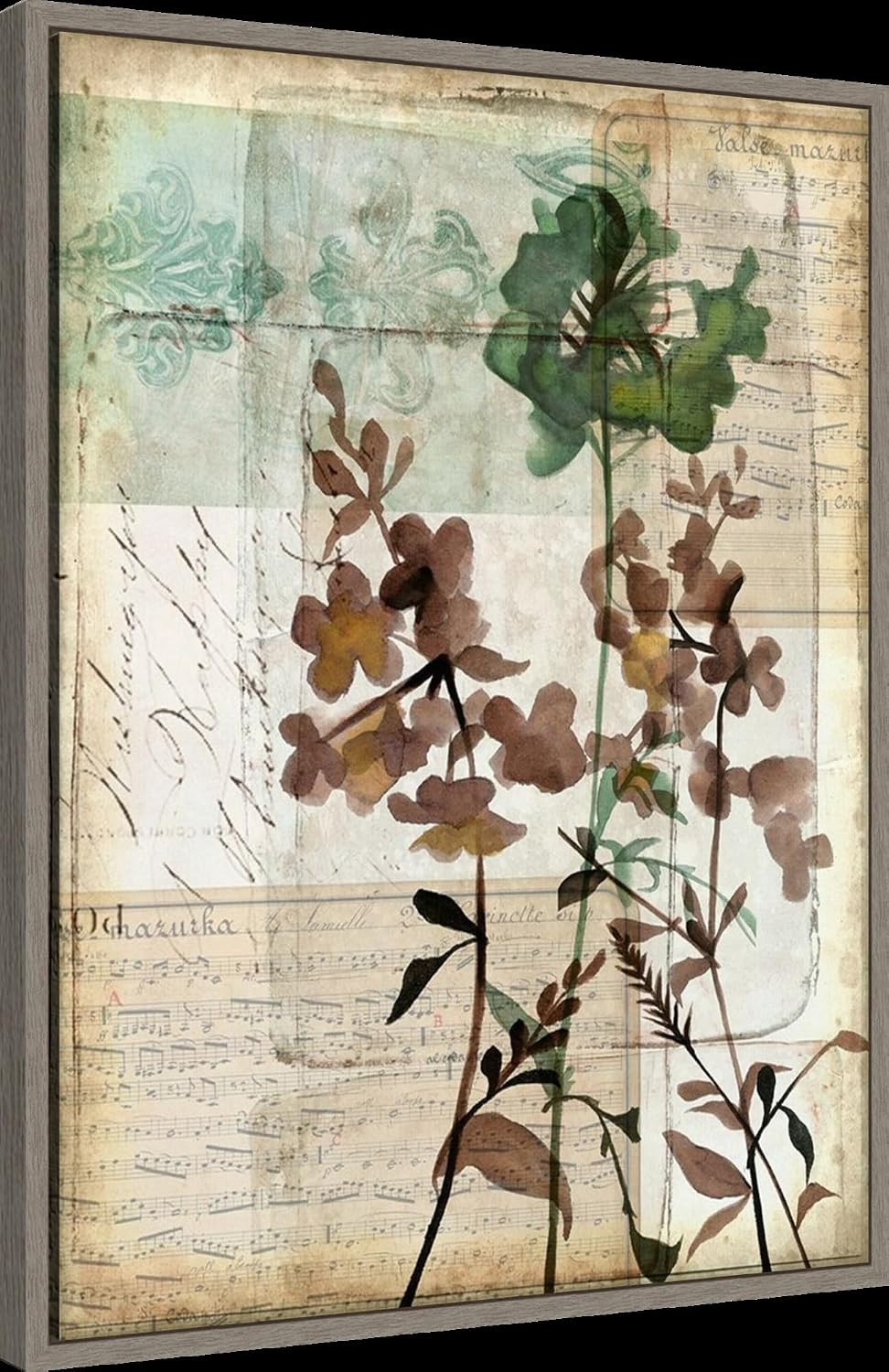 Amanti Art Framed Canvas Wall Art 30x23 Music Box Floral II by Jennifer Goldberger, Framed Wall Art Canvas, Flowers Artwork, Country Rustic Decor, Large Poster Painting for Living Room, Bedroom,