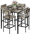 Kitchen Table and Chairs of 4, 5 Piece Dining Table Set, Sturdy Industrial Space Saving Dinette Set for Pub, Family Dinners, Apartment, Gray