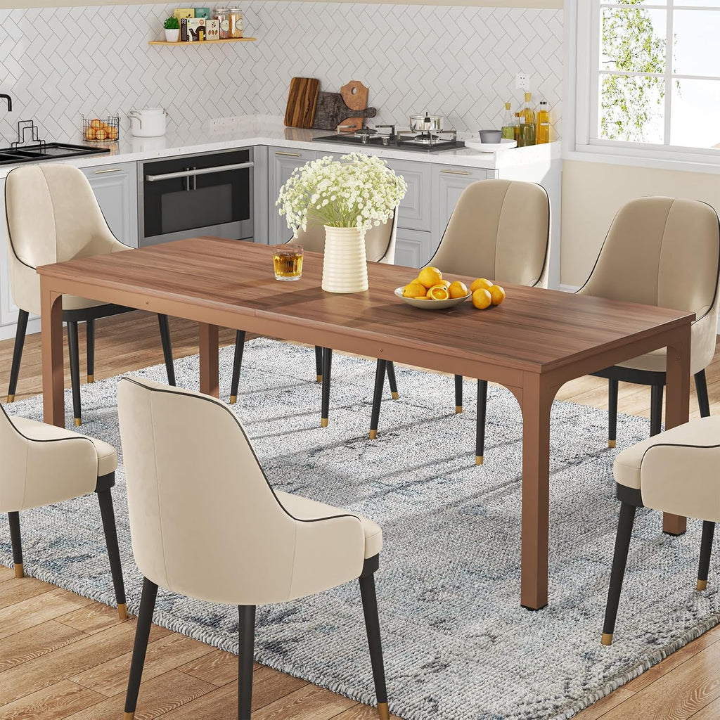 Tribesigns Dining Table for 6-8 Person, 78 inch Long Rectangular Kitchen Dining Table for Living Room and Dining Room, 78.7 x 27.5 x 29.5 Inches(Only Table) (Brown)