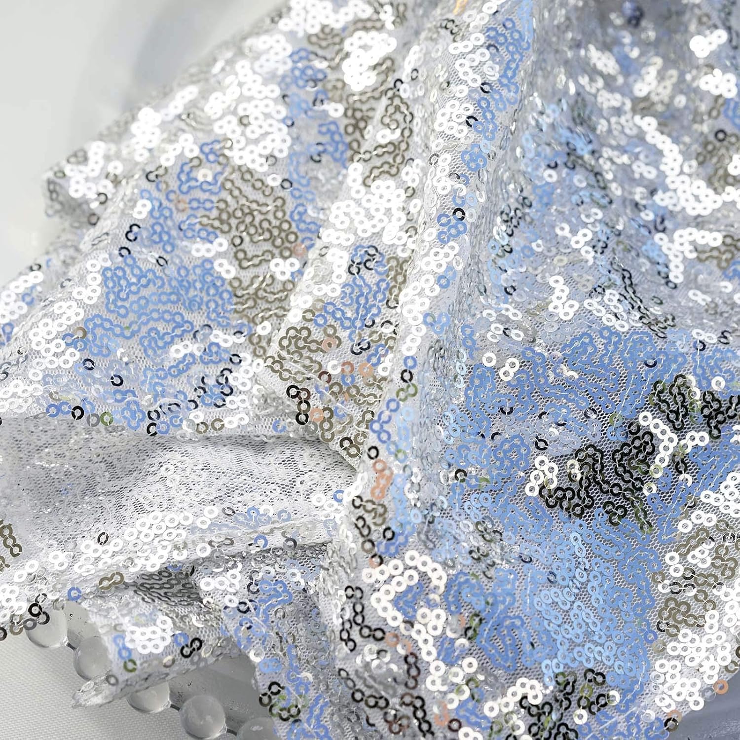 50 pcs 20-Inch Silver Sequins Napkins - for Wedding Party Restaurant Holiday Dinner