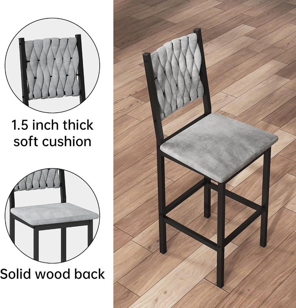 AWQM 5-Piece Dining Table Set, Dining Table Set for 4, Counter Height Table & 4 Velvet Bar Stools, Modern Kitchen Dining Set, Compact Dining Set for Small Spaces (Gray & Velvet Chairs)