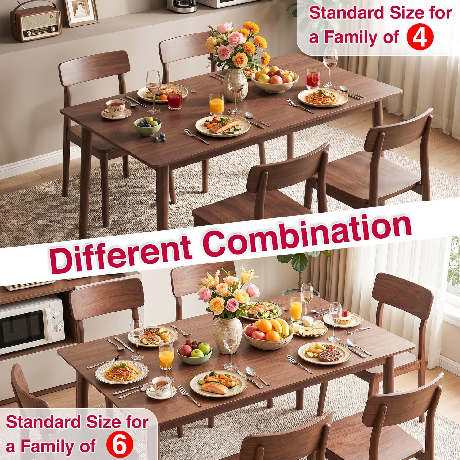 FDW 47 Inches Dining Table, Dining Room for 4 People, Small Rectangular Table for Kitchen, Quick Assembly, Small Spaces Modern Home Furniture Dinner Table, Espresso