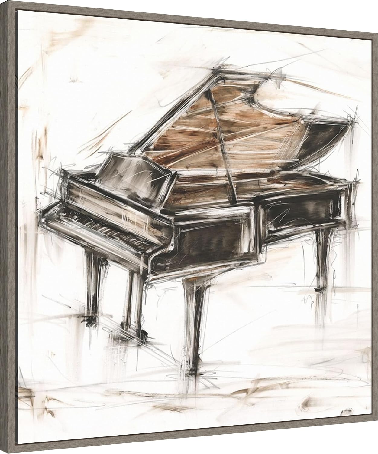 Amanti Art Framed Canvas Wall Art 30x30 Grand Piano Study by Ethan Harper, Framed Wall Art Canvas, Music Artwork, Country Rustic Decor, Large Poster Painting for Living Room, Bedroom, Bathroom,