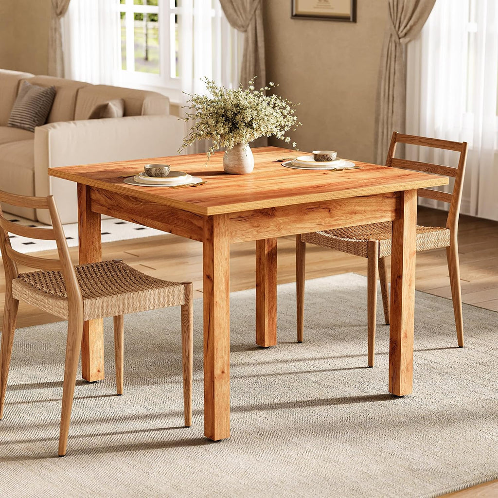 LITTLE TREE 39 Inches Square Dining Table for 4 People, Brown Wooden Kitchen Table Small Dinner Table, Modern Dining Room Tables for Living Room, Kitchen, Oak Brown