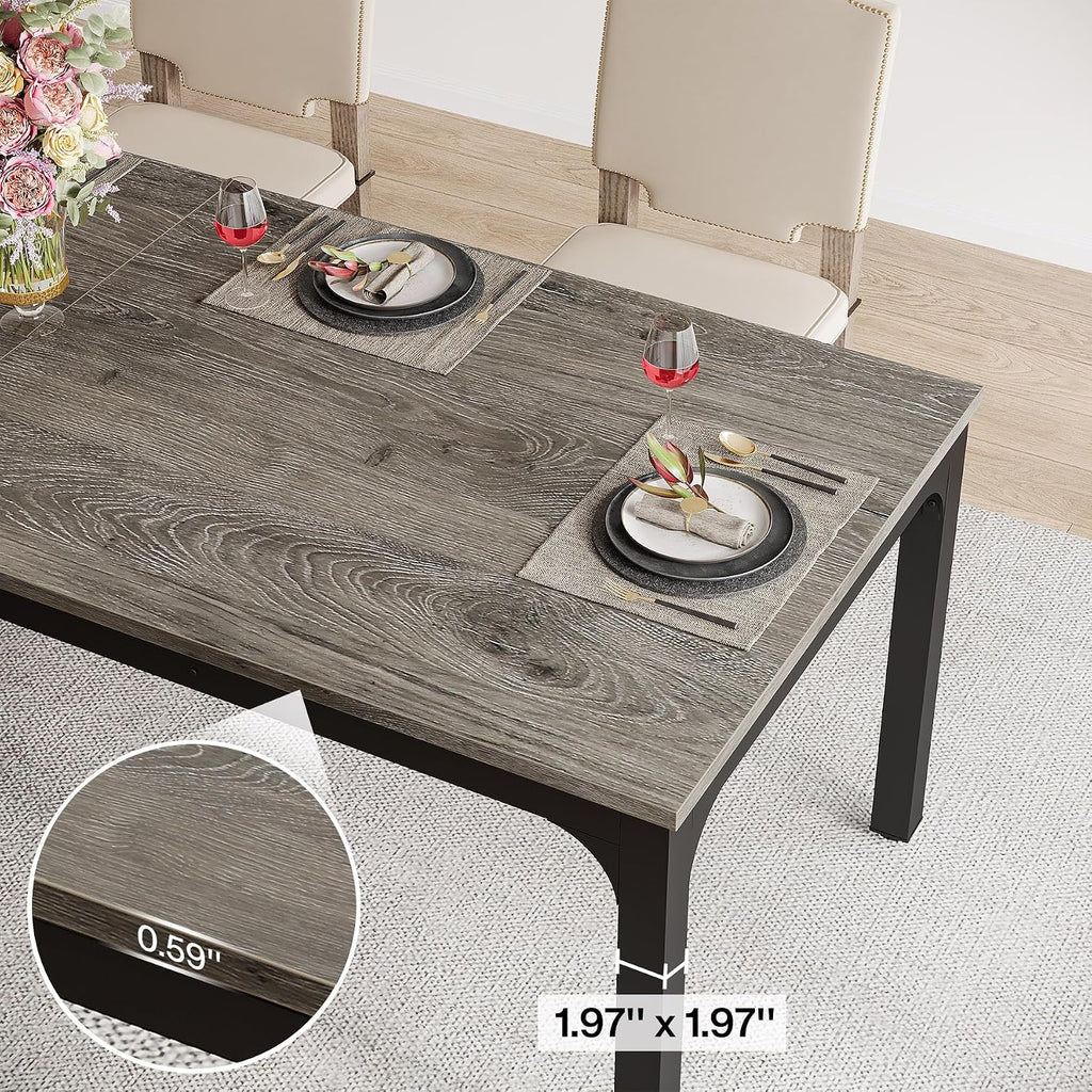 Tribesigns Dining Table for 8, 78-Inch Large Narrow Long Rectangular Kitchen Dinner Table, 8 Seat Rustic Wood Dining Table for Dining Room (Gray+Black)