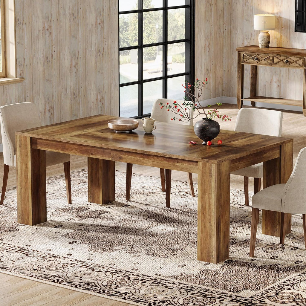 Tribesigns 63-Inch Dining Table for 4 to 6, Rectangular Kitchen Dinner Table, Farmhouse Wooden Eating Table for Home Kitchen, Dining Room