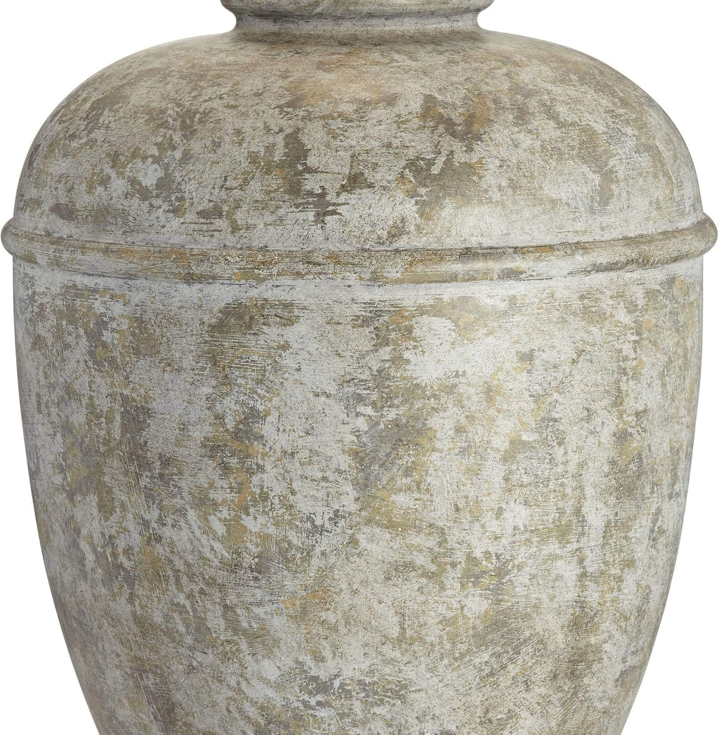 John Timberland Otero Rustic Southwestern Style Table Lamp 27' Tall Gray Faux Mottled Stone Jug Cream Linen Drum Shade Decor for Living Room Bedroom Bedside Nightstand Office Entryway Reading
