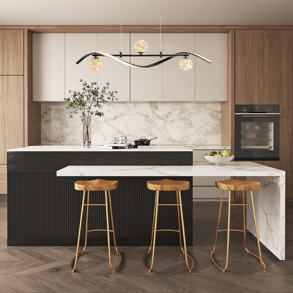homary 40.2' Dimmable Kitchen Island Lighting, Black 4-Light Dining Room Light Fixture Over Table Linear LED Chandelier Island Lights for Kitchen