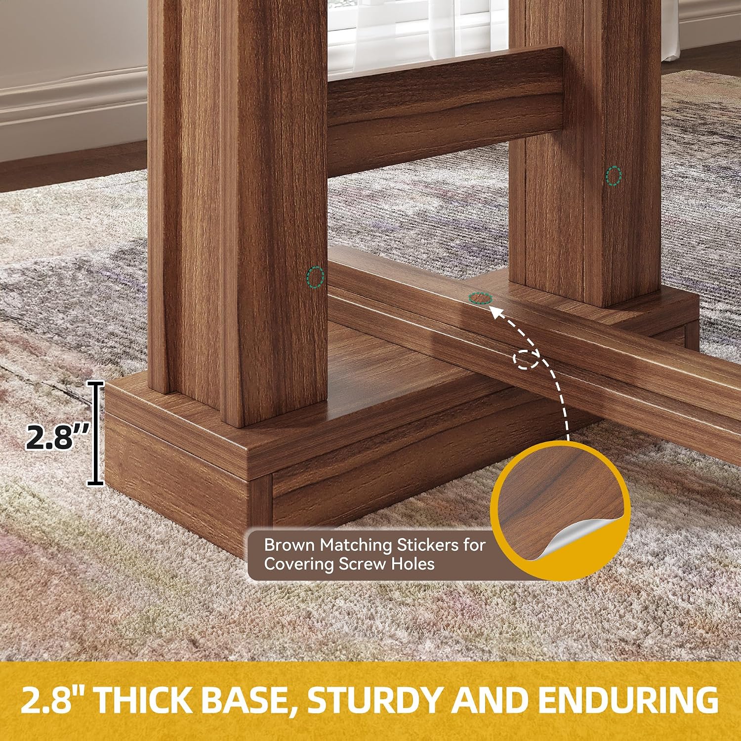 DWVO Farmhouse Dining Table for 6-8 People, 70' Long Kitchen Tables with Wooden Sturdy Legs, Large Rectangular Dinner Table for Kitchen, Dining Room, Living Room, Dark Walnut