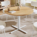 VASAGLE Dining Table, Small Round Kitchen Table for 4 People, 31.5 x 29.4 Inches, for Dining Room, Living Room, Farmhouse, Water-Resistant, Oka Beige UKDT082Y02