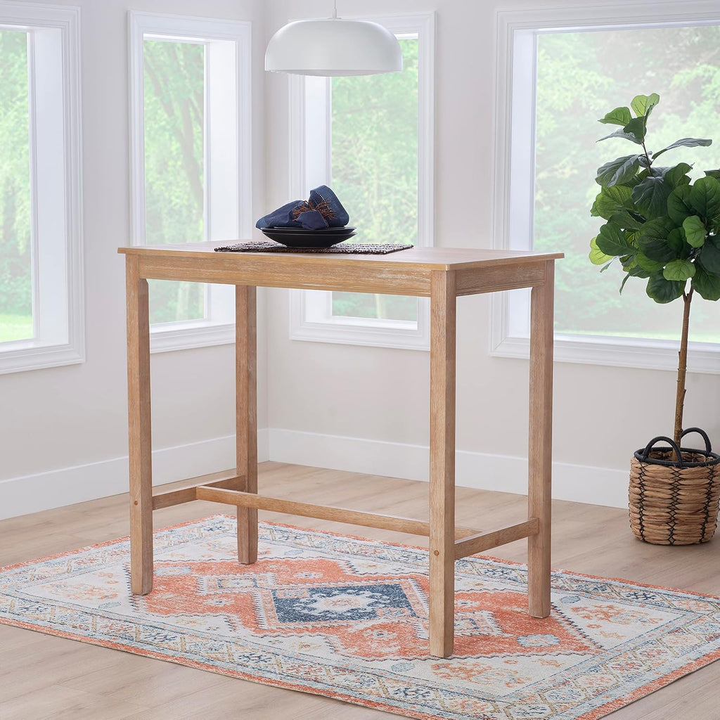 Linon 42 inch Height Pub Claridge Table, Distressed Brown Bar