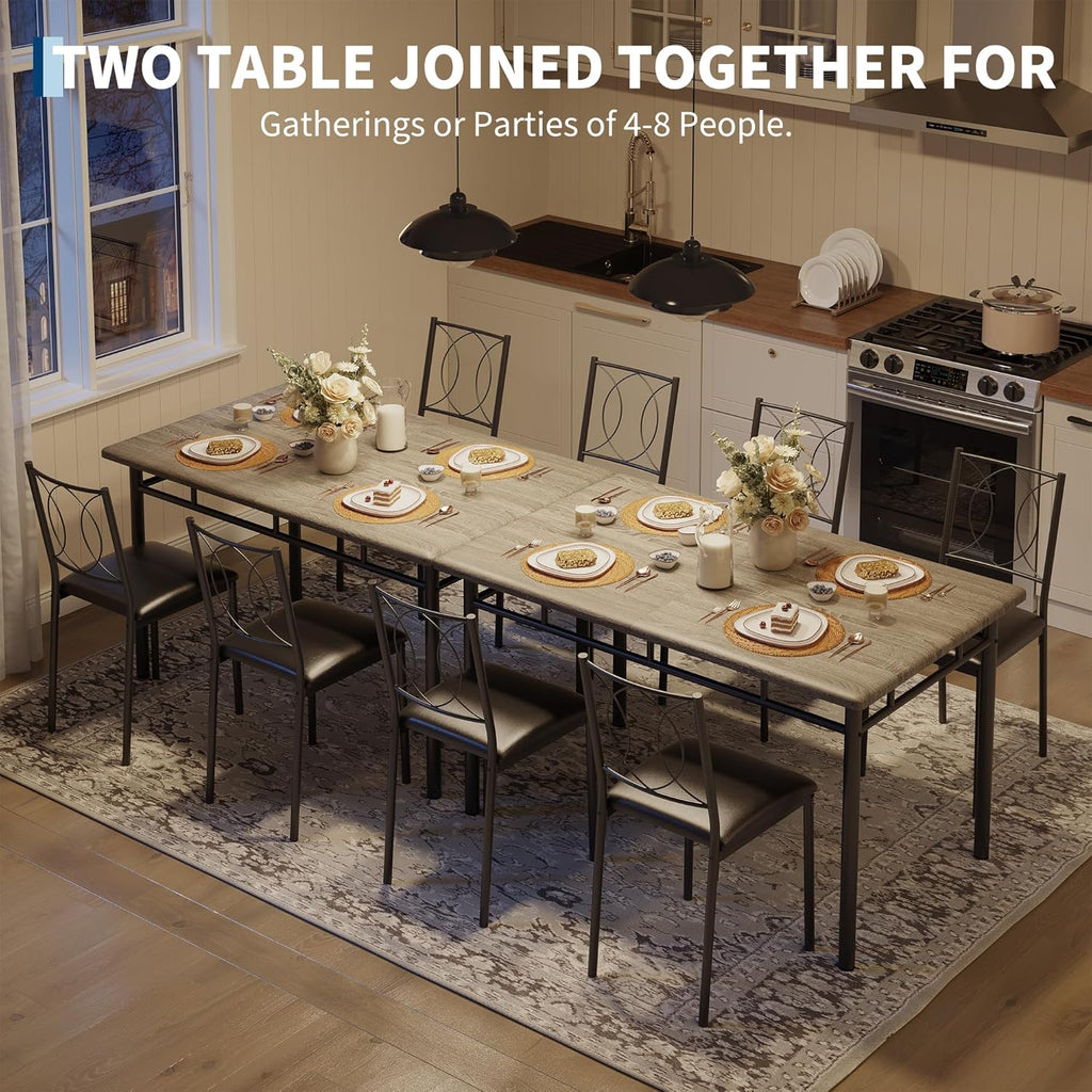 Garvee Dining Table Set for 4, Small Kitchen Table with Upholstered Chairs, Farmhouse Wood Dining Table Chairs for Kitchen Room, Small Spaces, Apartment, Grey