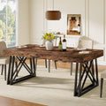 Tribesigns 63-Inch Dining Table for 4-6, Farmhouse Kitchen Table with Sturdy Metal Legs, Rectangular Dinner Furniture for Home, Living Room, Vintage Brown and Black