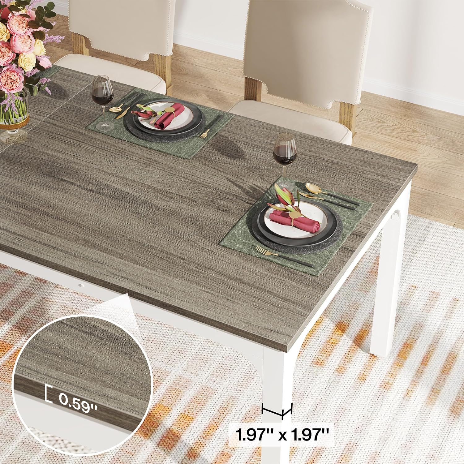Tribesigns Dining Table for 8, 78-Inch Large Narrow Long Rectangular Kitchen Dinner Table, 8 Seat Rustic Wood Dining Table for Dining Room