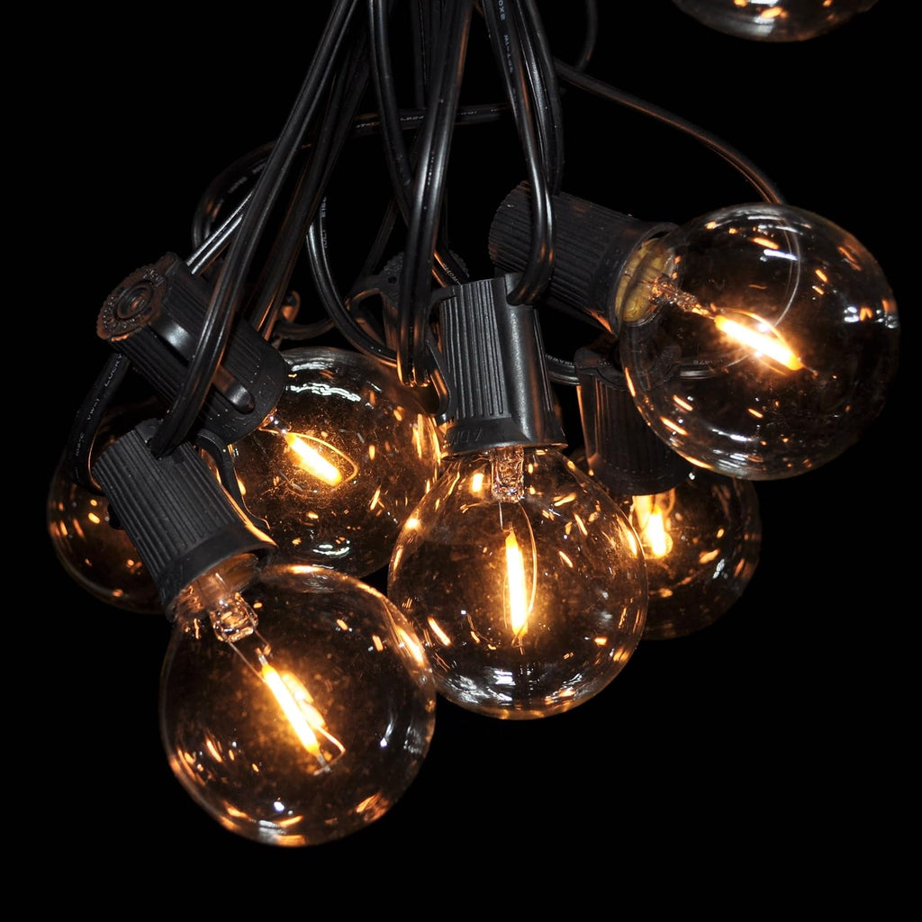 Hometown Evolution, Inc. 100 Foot G50 LED Filament String Lights with .6 Watt Clear Bulbs and Black Wire