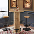 Tribesigns Round Bar Table with Chairs, Industrial Bistro Sets with 2 barstools, Pub Cocktail Table with Metal Ring Footrest for Kitchen Nook, Apartment, Small Space