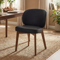 YOUNIKE Black Dining Chair with High Back Single Mid Century Modern Kitchen Chair Faux Leather Upholstered Armless Accent Chair 20' Wide Padded Seat with Soild Wooden Legs for Living Room Bedroom