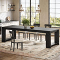 Tribesigns 86.61-Inch Dining Table for 6-8 People, Narrow Long Modern Kitchen Table with Pedestal Base, Farmhouse Extra Long Rectangular Dining Room Furniture, 27.56 x 86.61 x 29.53 Inches, Black