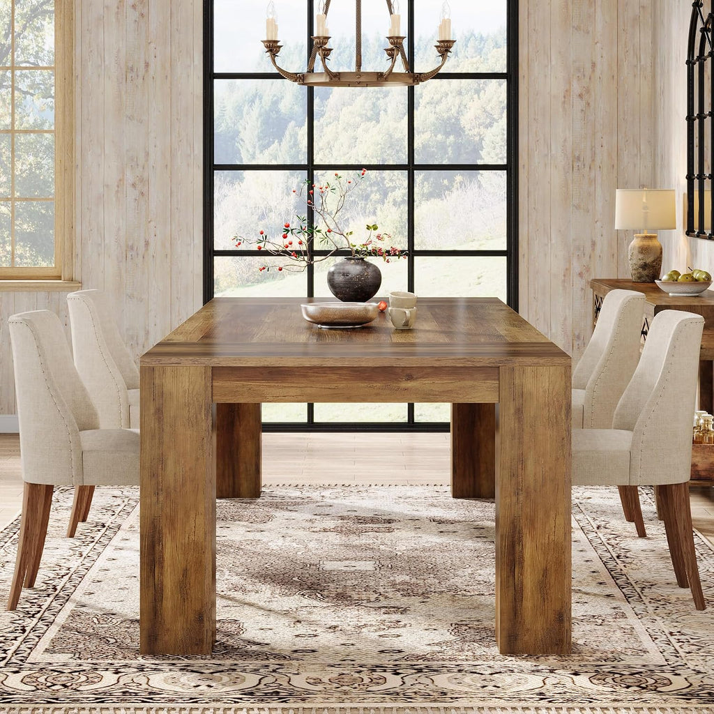 Tribesigns 63-Inch Dining Table for 4 to 6, Rectangular Kitchen Dinner Table, Farmhouse Wooden Eating Table for Home Kitchen, Dining Room