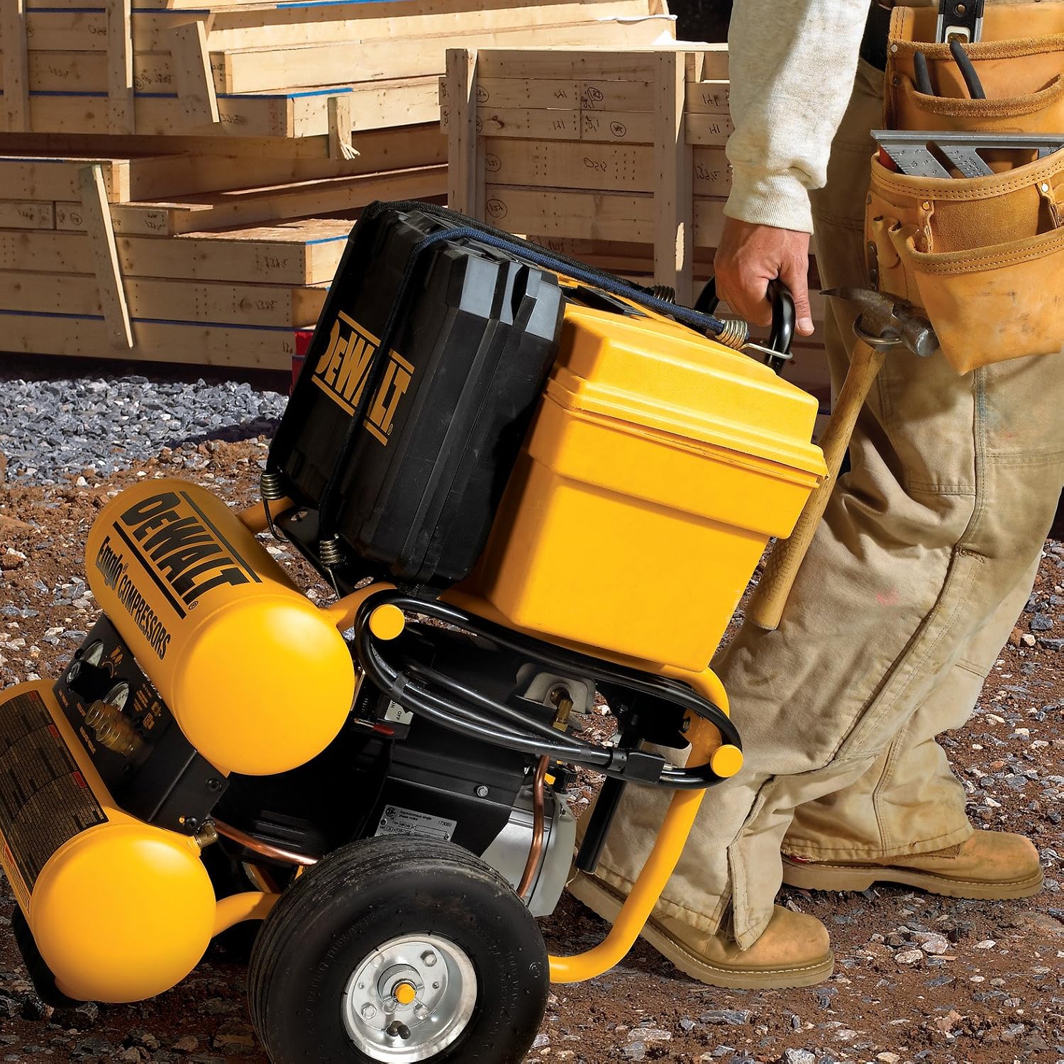 DEWALT D55154 1.1 HP Continuous 4 Gal Electric Wheeled Dolly-Style Air Compressor with Panel