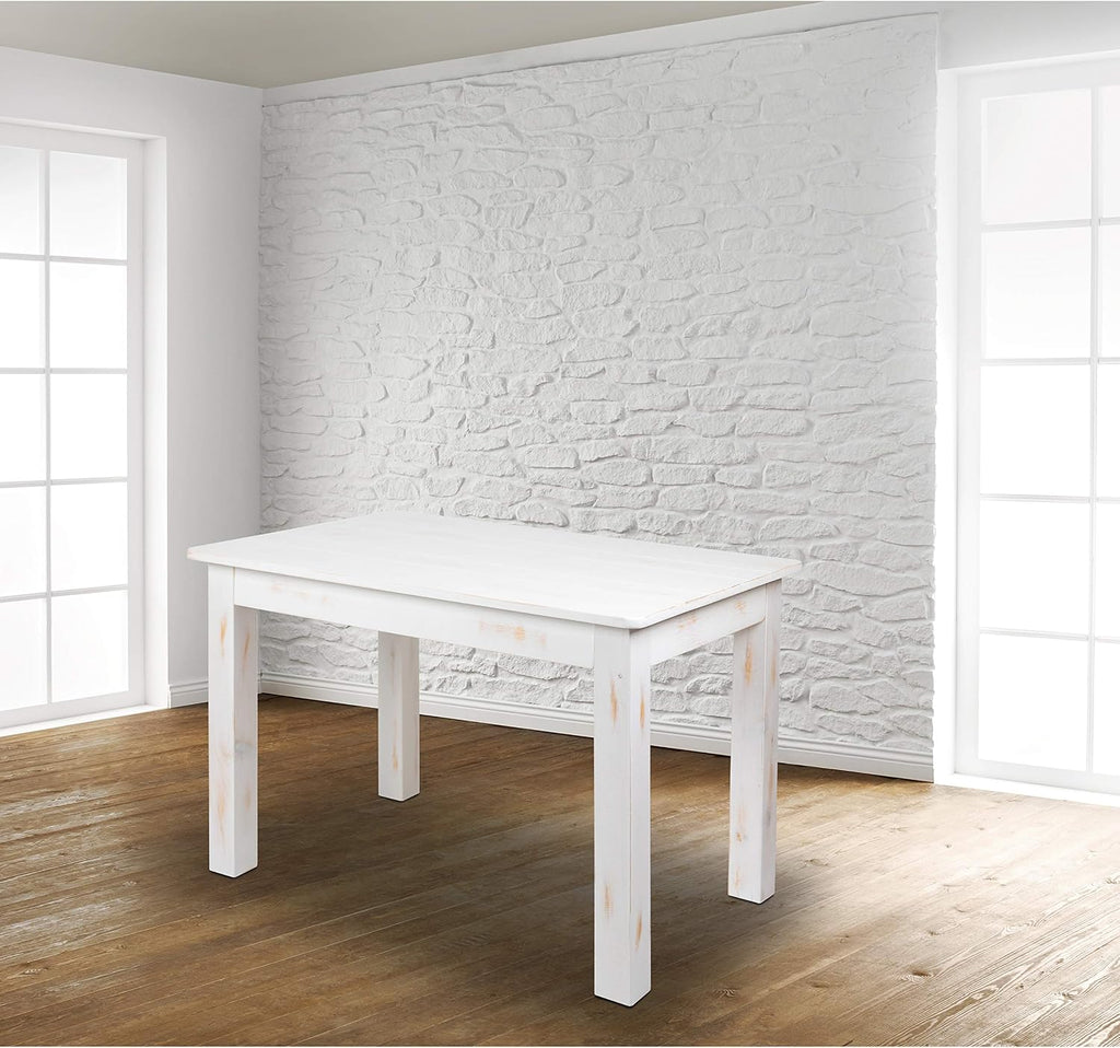 Flash Furniture HERCULES Series 46' x 30' Rectangular Antique Rustic White Solid Pine Farm Dining Table