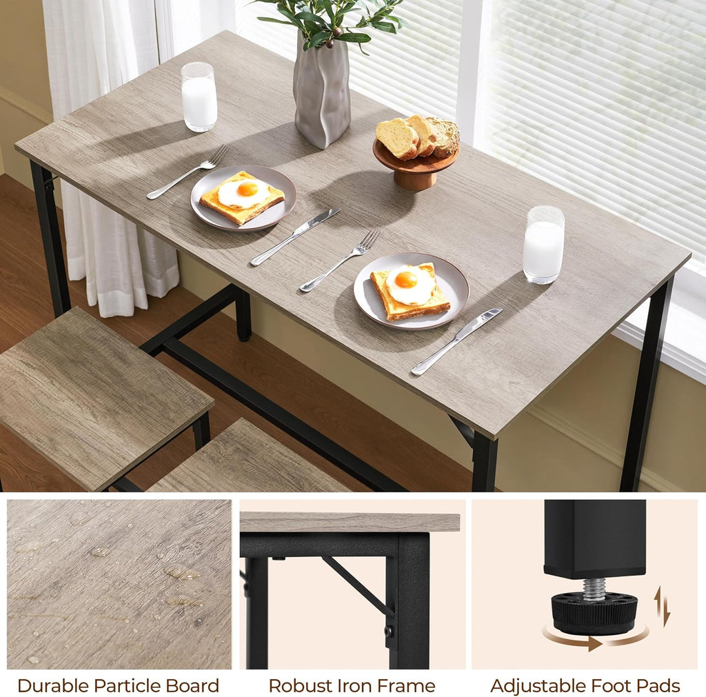 Yaheetech 3 Piece Dining Table Set, 47.5' Industrial Pub Table Set, Counter Height Kitchen Table with Bar Stools Set of 2, for Small Space, Apartment