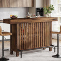 Tribesigns Large 2-Tier Bar Table, 63-Inch Mini Pub Table with Footrest, Rectangular Modern Coffee Bar Cabinet Counter Height Table for Home Kitchen, Bistro, Dining Room, Living Room, Rustic Brown