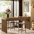 Tribesigns 63-inch Bar Table, Farmhouse Counter Height Pub Dining Table, Rectangular Kitchen Bar Height Table for Dining Room, Bistro, Restaurant,Rustic Brown