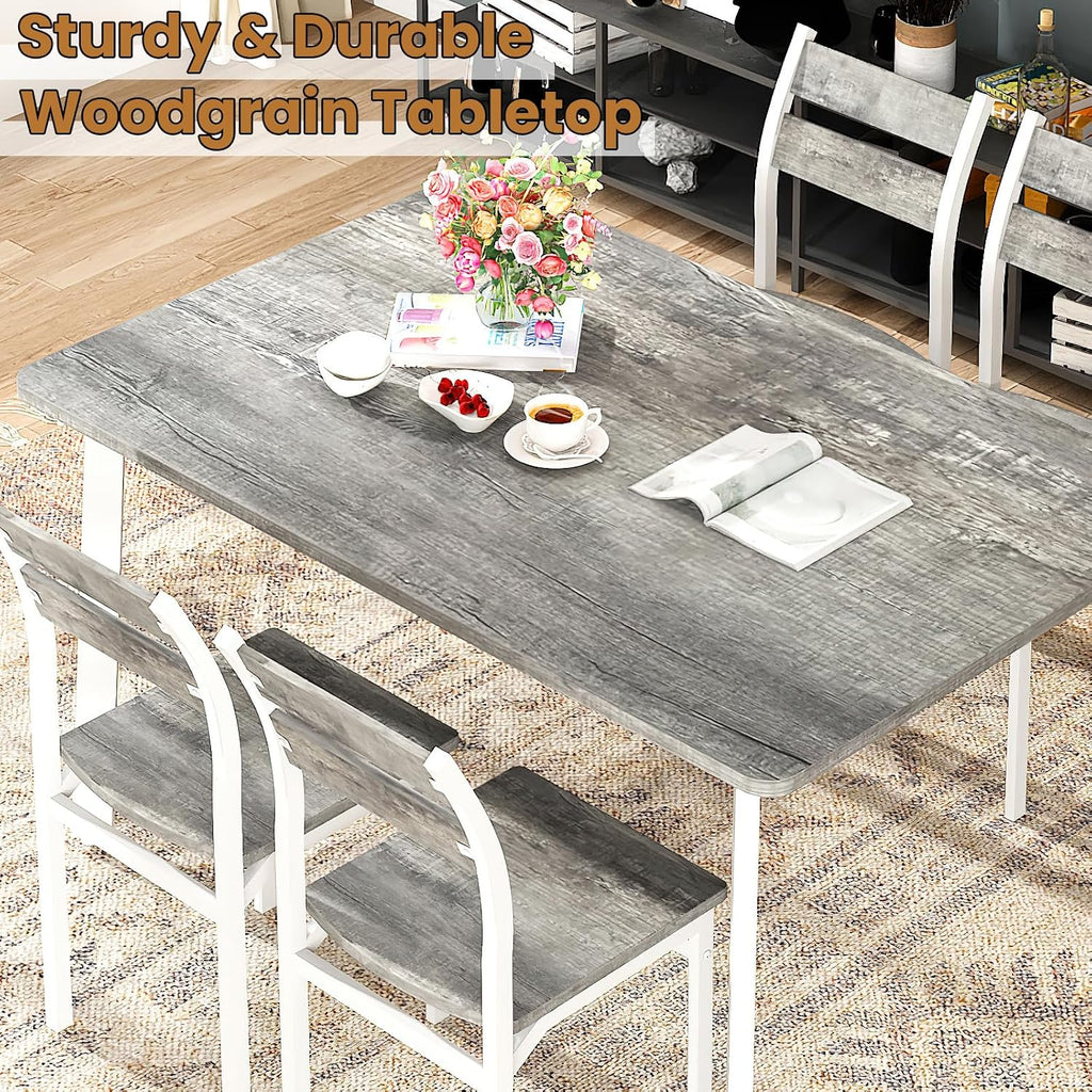 DKLGG Dining Room Table Set for 4 Farmhouse 5 Piece Dining Table Set, Small Kitchen Table Set for 4 for Kitchen and Dining, Apartment (Grey)