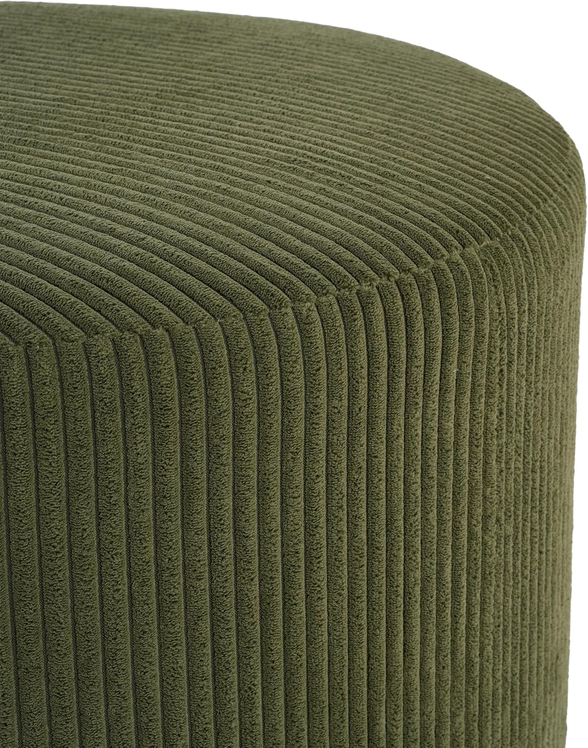 Christopher Knight Home GAVI Corduroy Ottoman Foot Stool, 30' Pouf Footstool Ottoman Seat, Upholstered Foot Chair, Round Footrest, Modern Side Table for Living Room Bedroom Home Decor, Olive Green