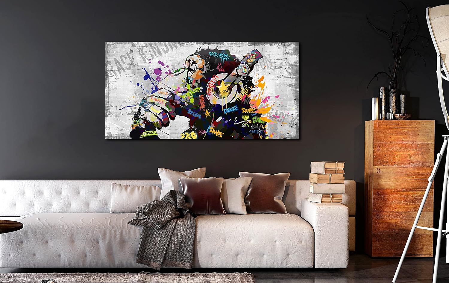 Kepgonegu Large Banksy Canvas Wall Art Graffiti Gorilla Picture for Living Room Bedroom Funny Wall Decor Size 60' W x 30' H
