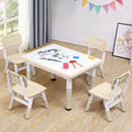 Adjustable Kids Table & Chairs Set for Ages 3-8 | 31.5'x23.6' Easy-Clean Activity Table | Meets ASTM/CPSC Standards for Daycare, Homeschool & Playroom (Natural, 4 Chairs)