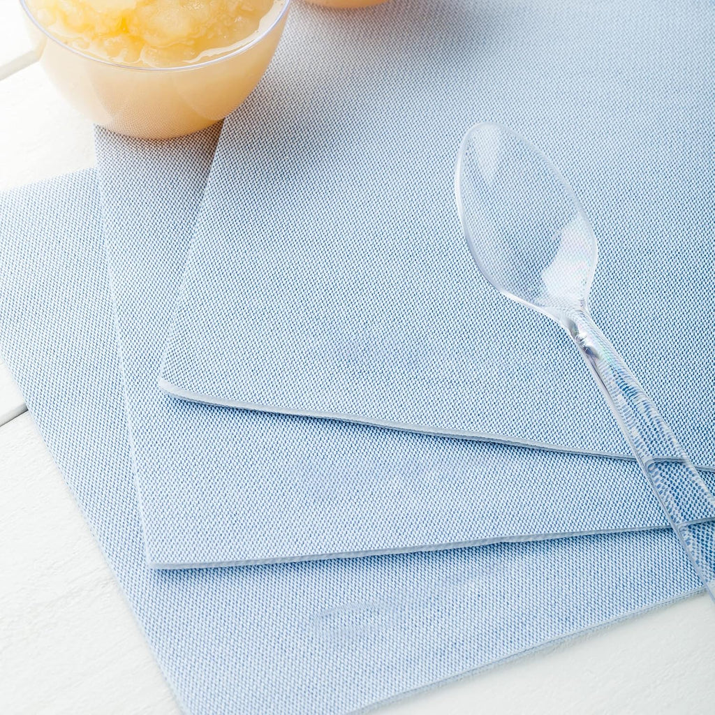 Restaurantware Luxenap 15.75 Inch Disposable Napkins 600 Soft Linen Like Napkins - Absorbent Air Laid Blue Denim Inspired Paper Cloth Like Napkins Pre-folded For Dinner Party Guests