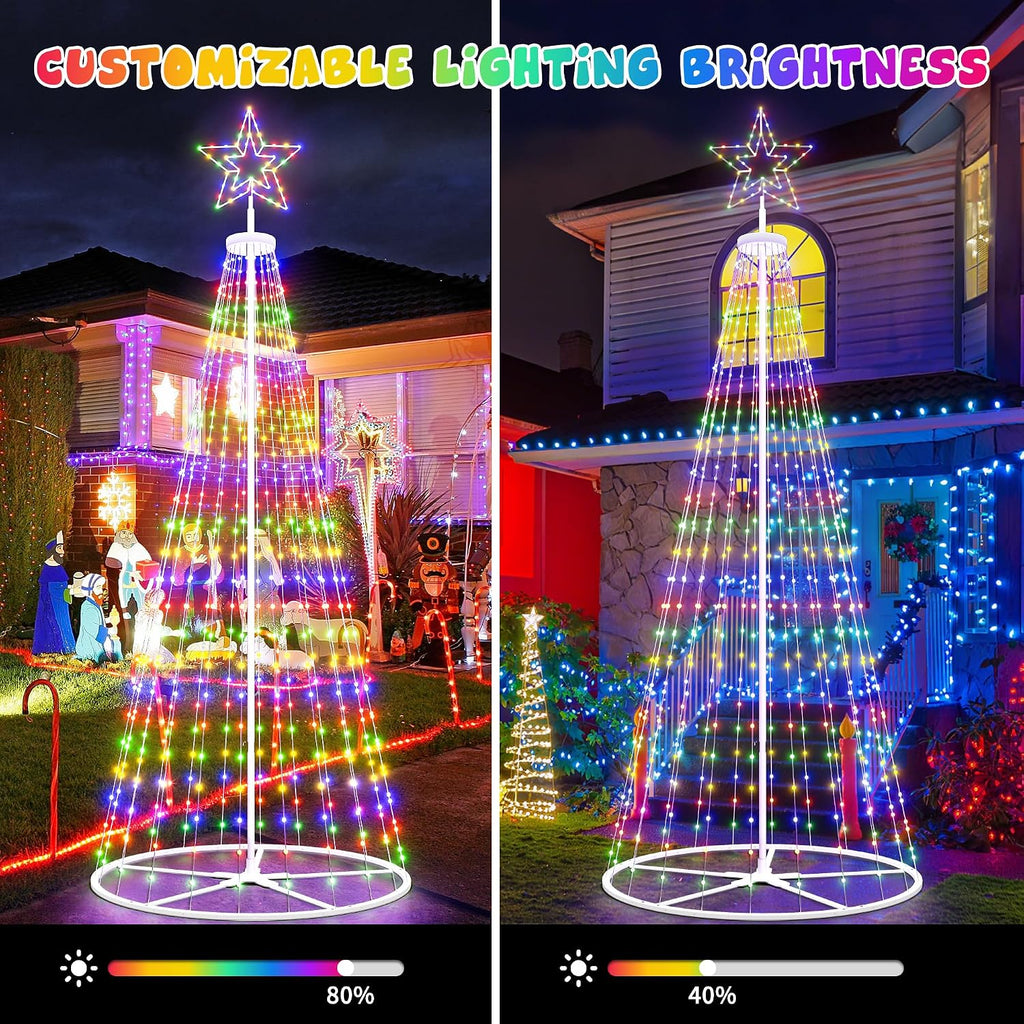 12FT Outdoor Christmas Tree Prelit - LED Outside Christmas Tree Lights with Star, Music Sync, App & Remote Control, Timer, Smart Christmas Lighting Decoration for Garden & Yard Party