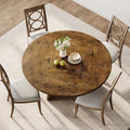 IDEALHOUSE 47' Round Dining Table Set for 4 to 6, Farmhouse Kitchen Table with Wooden Top and Pedestal Base, Circle Dinner Table for Dining Room, Kitchen Room - Rustic (No Chairs)